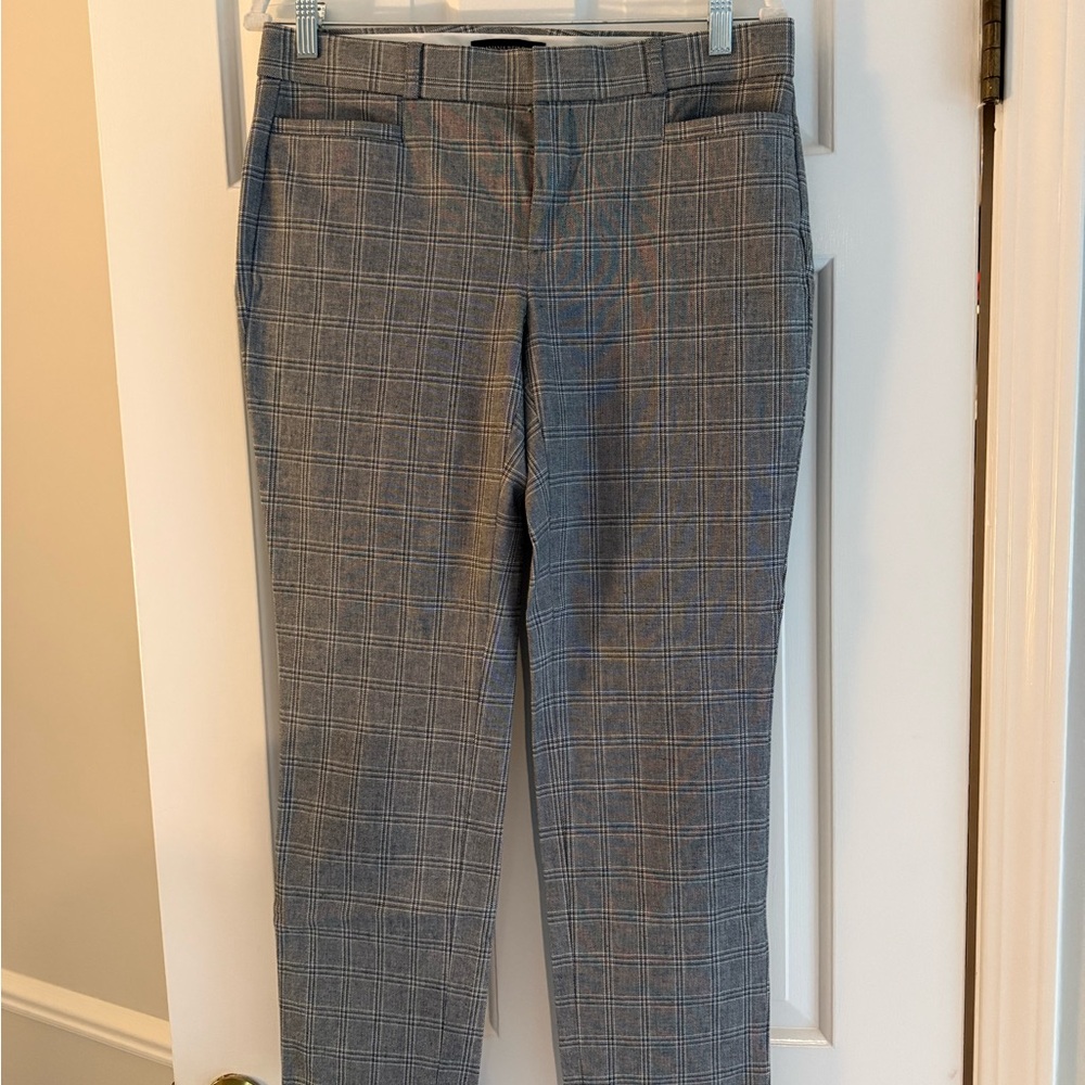 Banana Republic Gray Plaid Straight-Leg Trousers
